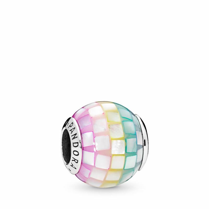 Pandora Multi-color Mosaic Charm Ireland - Sterling Silver/Acrylic/Blue/Mother Of Pearl/Cubic Zircon